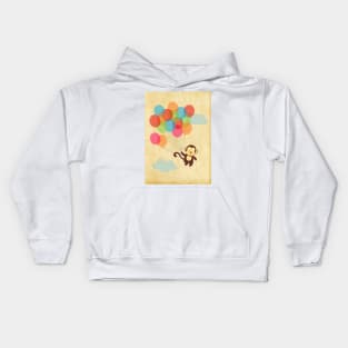 Adorable Monkey Flying Away with Balloons Kids Hoodie